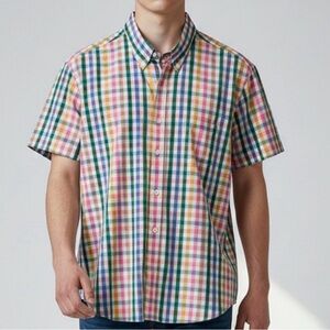 J.Crew Men Slim Short-Sleeve Flex Washed Casual Shirt Multicolor Plaid